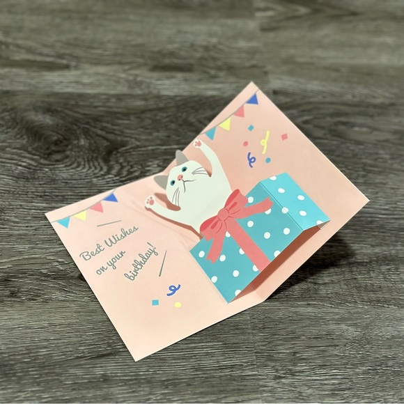 Pop-up Kitten White Cat Birthday Card ❘ Celebrate Card ❘ Happy Birthday Card - Picture 2 of 6